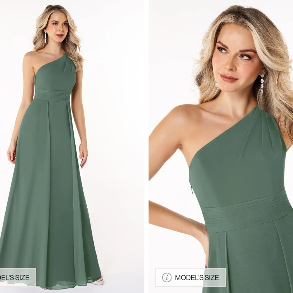 Azazie One-Shoulder Dress in Sage Green